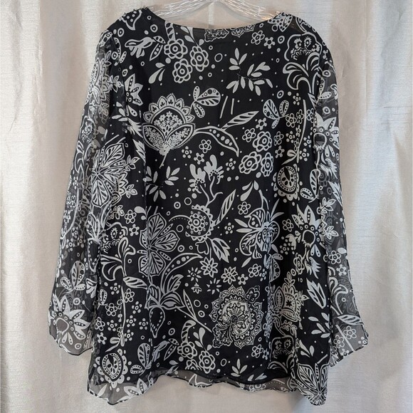 Edward Woman Size 1X 100% Silk Floral Top Flowy Career Bohemian Whimsygoth NEW - Picture 2 of 11